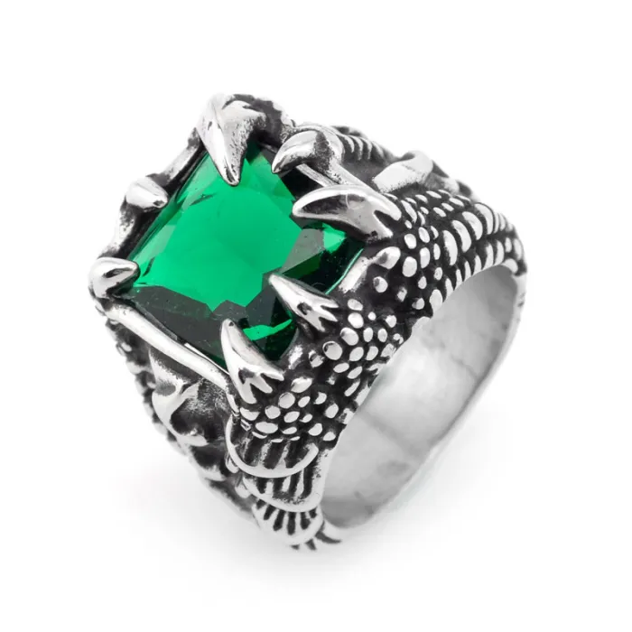 Men's Eagle Claw Gemstone Ring – Multicolor Stones, Titanium Steel, Bold Statement Jewelry, Wholesale