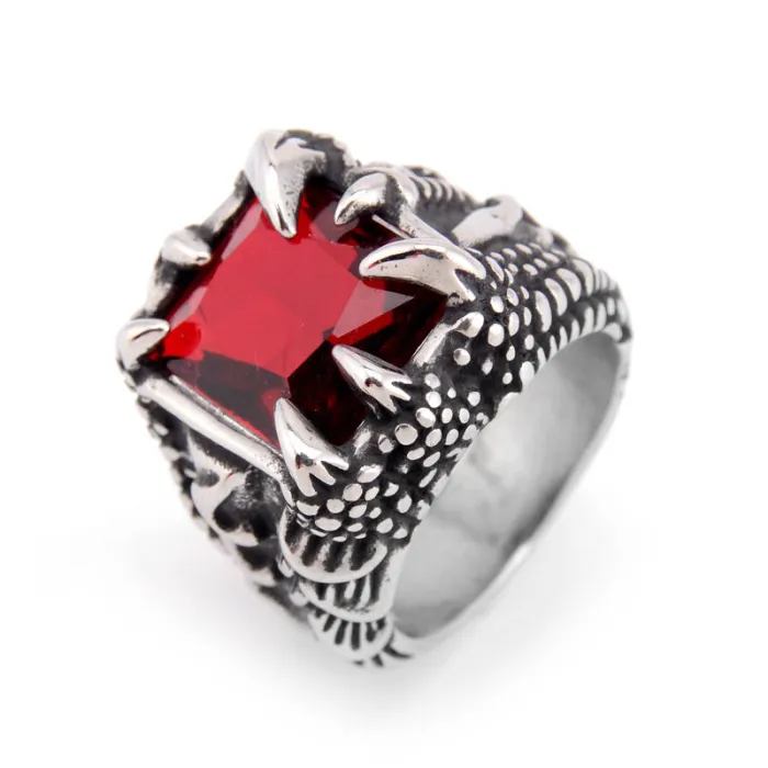 Men's Eagle Claw Gemstone Ring – Multicolor Stones, Titanium Steel, Bold Statement Jewelry, Wholesale