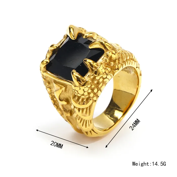 Men's Eagle Claw Gemstone Ring – Multicolor Stones, Titanium Steel, Bold Statement Jewelry, Wholesale