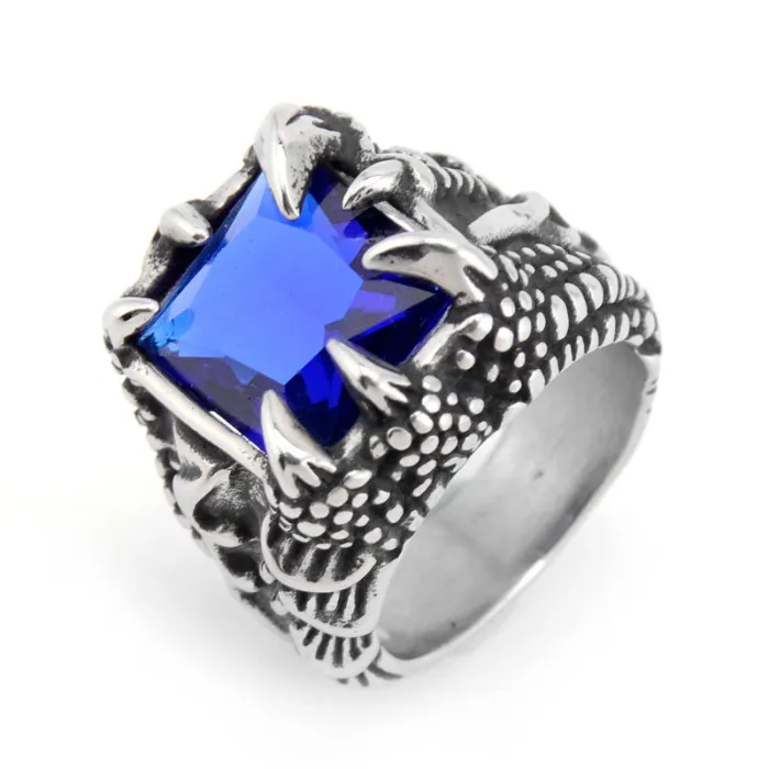 Men's Eagle Claw Gemstone Ring – Multicolor Stones, Titanium Steel, Bold Statement Jewelry, Wholesale