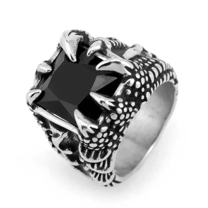 Men's Eagle Claw Gemstone Ring – Multicolor Stones, Titanium Steel, Bold Statement Jewelry, Wholesale