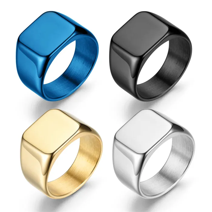 Men's Plain Titanium Steel Ring – Vintage Polished Stainless Steel Band, Minimalist Style, Wholesale