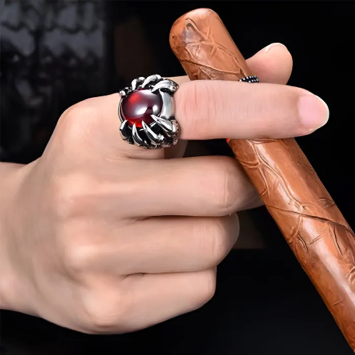 Men's Eagle Head Ring – Vintage Bold Design, Large Titanium Steel Band, Gothic Punk Style, Wholesale