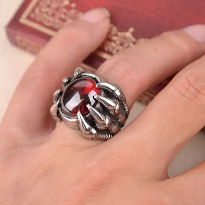 Men's Eagle Head Ring – Vintage Bold Design, Large Titanium Steel Band, Gothic Punk Style, Wholesale