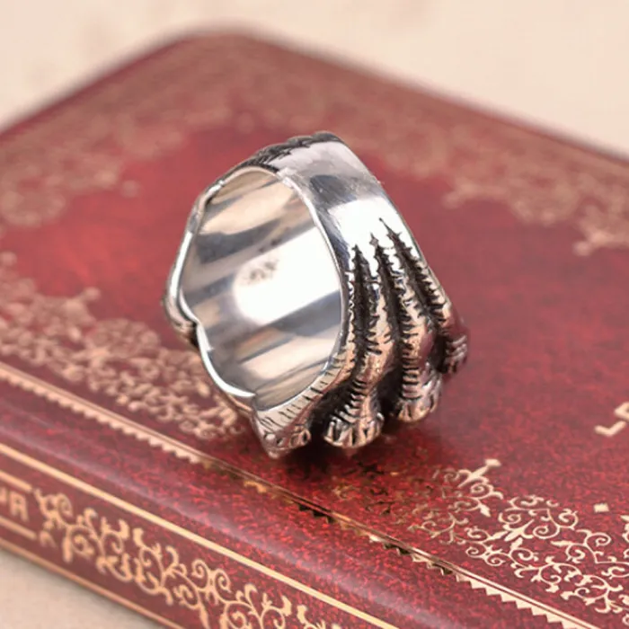 Men's Eagle Head Ring – Vintage Bold Design, Large Titanium Steel Band, Gothic Punk Style, Wholesale