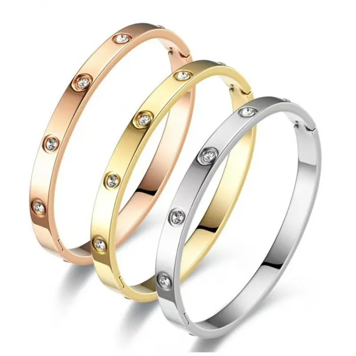 Women's Full Pave Cuff Bracelet – Fashion Open Bangle with Clasp, Sparkling Minimalist Style, Wholesale