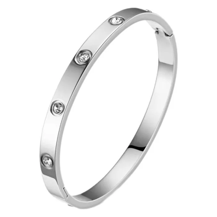 Women's Full Pave Cuff Bracelet – Fashion Open Bangle with Clasp, Sparkling Minimalist Style, Wholesale