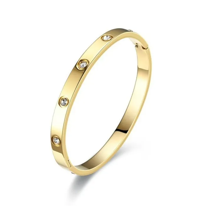 Women's Full Pave Cuff Bracelet – Fashion Open Bangle with Clasp, Sparkling Minimalist Style, Wholesale