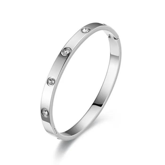 Women's Full Pave Cuff Bracelet – Fashion Open Bangle with Clasp, Sparkling Minimalist Style, Wholesale