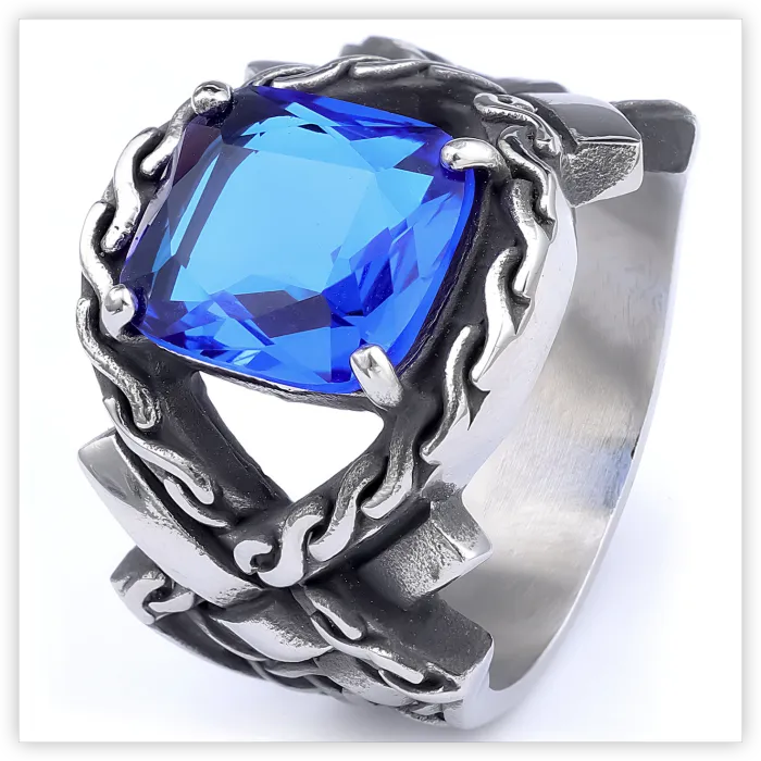 Men's Nordic Mythology Gemstone Ring – Premium Stainless Steel, Available for Wholesale
