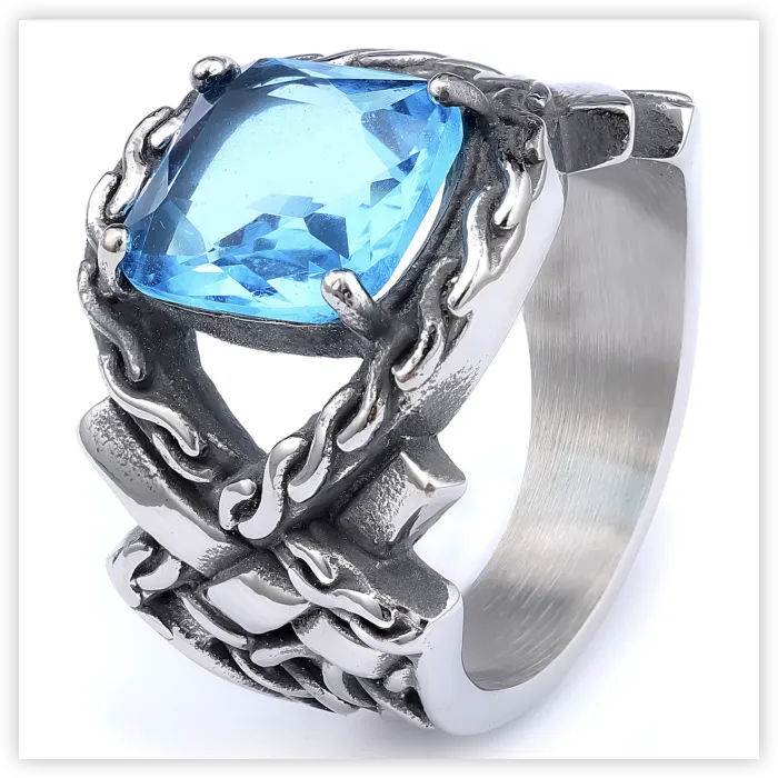 Men's Nordic Mythology Gemstone Ring – Premium Stainless Steel, Available for Wholesale