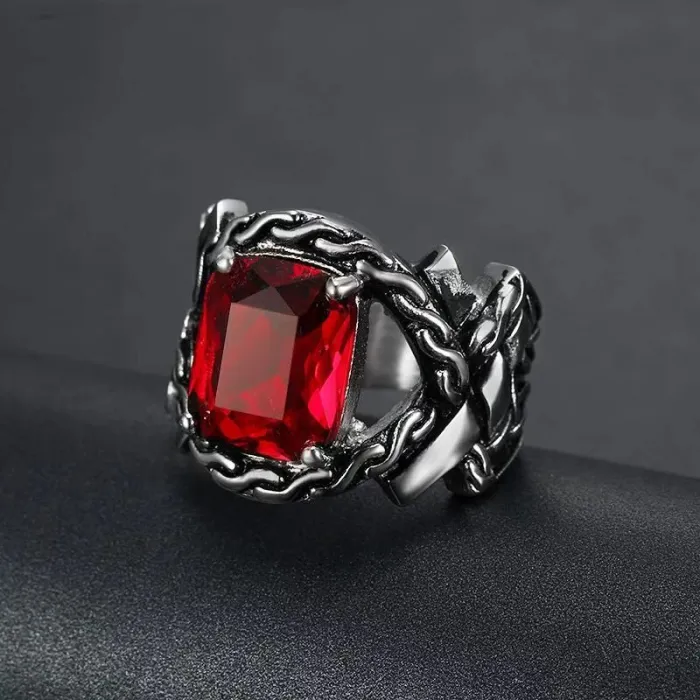 Men's Nordic Mythology Gemstone Ring – Premium Stainless Steel, Available for Wholesale