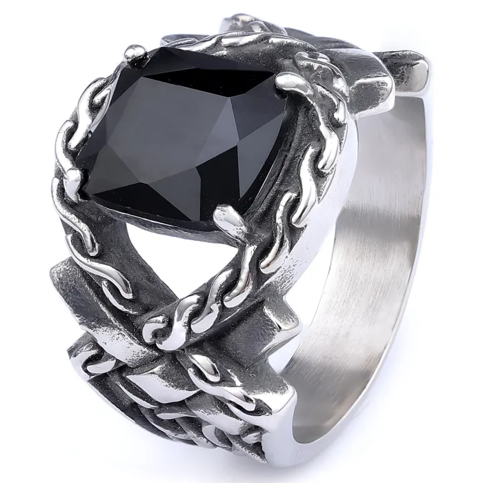 Men's Nordic Mythology Gemstone Ring – Premium Stainless Steel, Available for Wholesale
