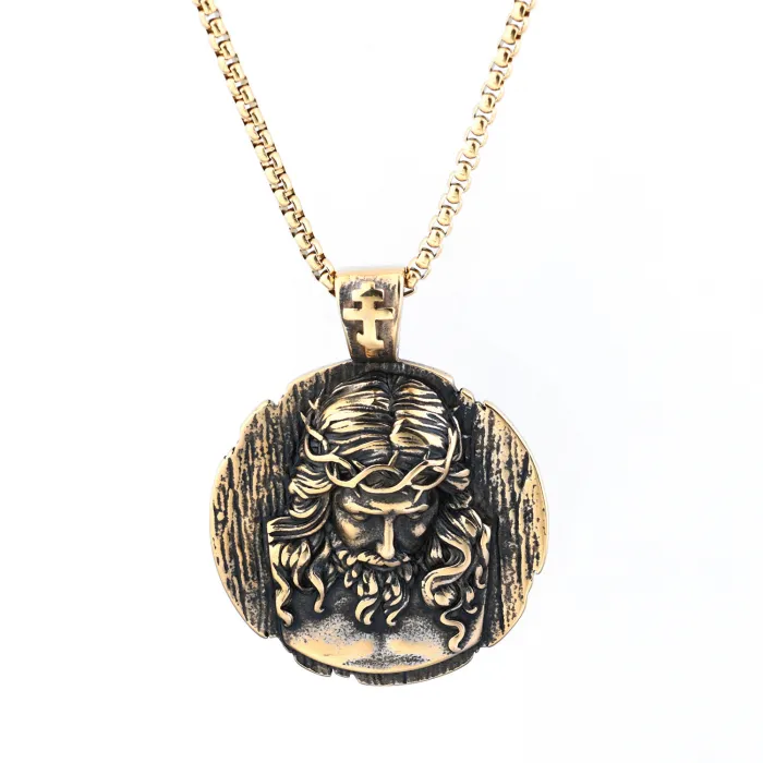 St. Benedict Pendant Necklace – Vintage Stainless Steel Medal for Men, Wholesale Fashion Jewelry