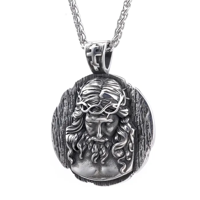 St. Benedict Pendant Necklace – Vintage Stainless Steel Medal for Men, Wholesale Fashion Jewelry