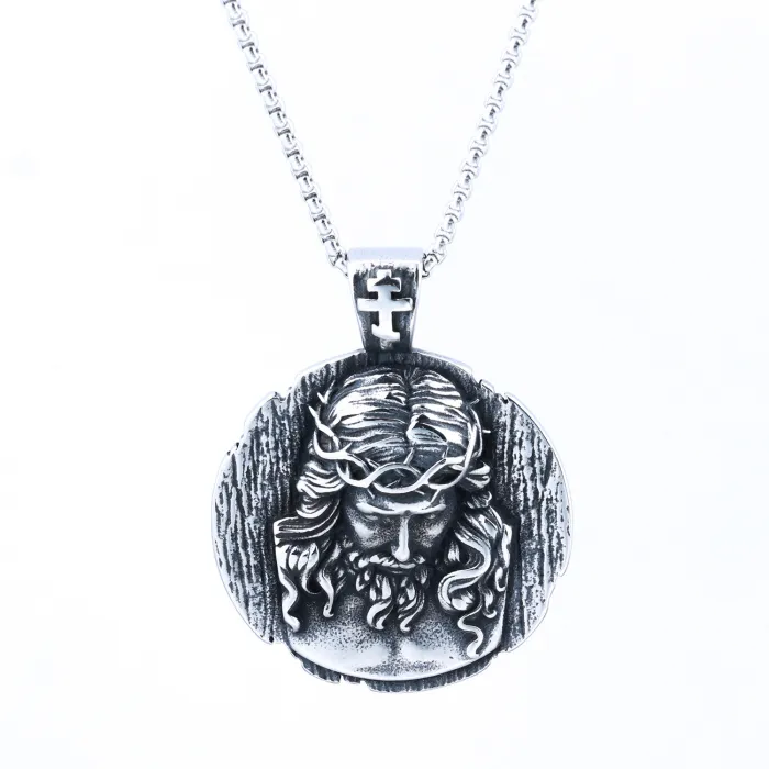 St. Benedict Pendant Necklace – Vintage Stainless Steel Medal for Men, Wholesale Fashion Jewelry