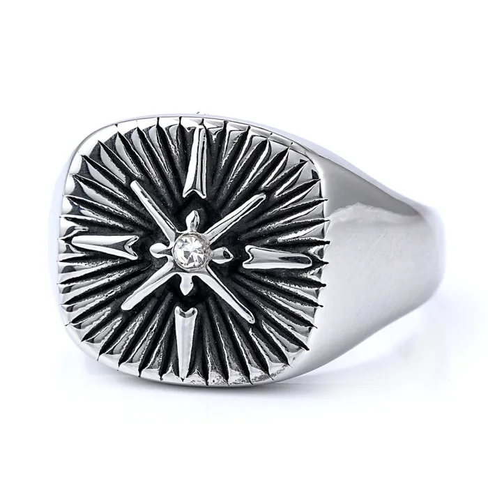 Men’s Viking Compass Ring – Nordic Sailor Cross Design in Titanium Steel, Hot-Selling Wholesale Jewelry