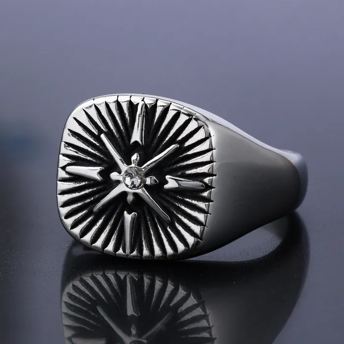 Men’s Viking Compass Ring – Nordic Sailor Cross Design in Titanium Steel, Hot-Selling Wholesale Jewelry