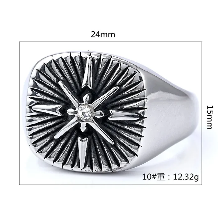 Men’s Viking Compass Ring – Nordic Sailor Cross Design in Titanium Steel, Hot-Selling Wholesale Jewelry