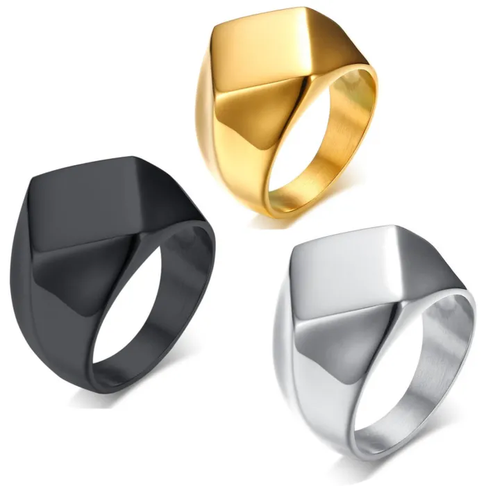 Men’s Geometric Titanium Steel Ring – Solid Rhombus Design, Nordic Minimalist Style, Wholesale Fashion Jewelry