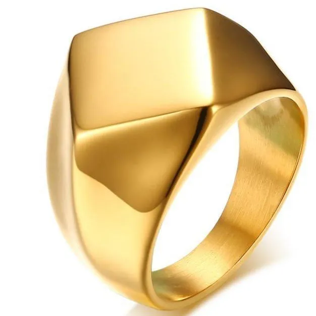 Men’s Geometric Titanium Steel Ring – Solid Rhombus Design, Nordic Minimalist Style, Wholesale Fashion Jewelry