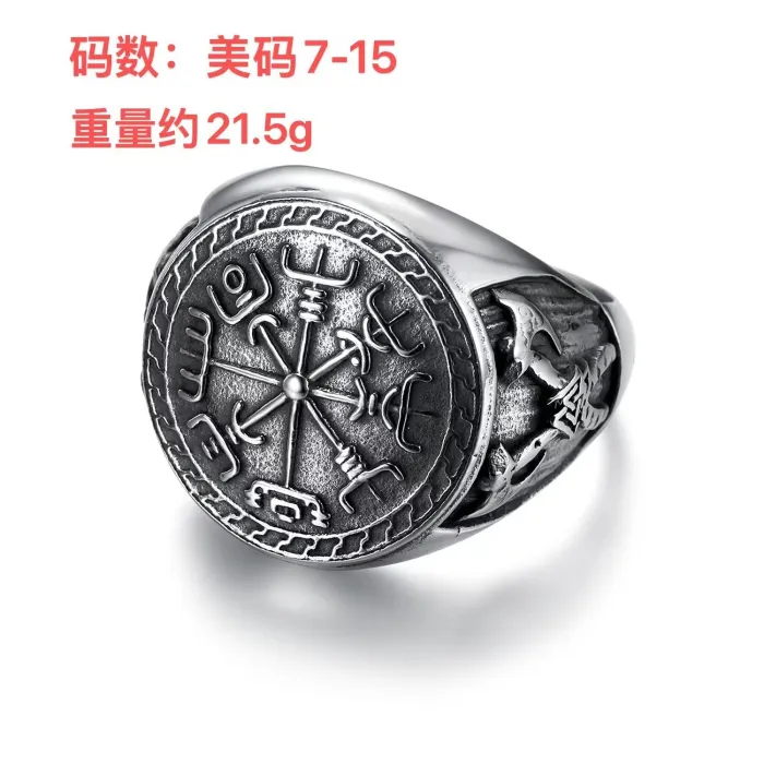 Men’s Viking Double Axe Ring – Norse Totem Design in Stainless Steel, Retro Titanium Steel Jewelry for Wholesale