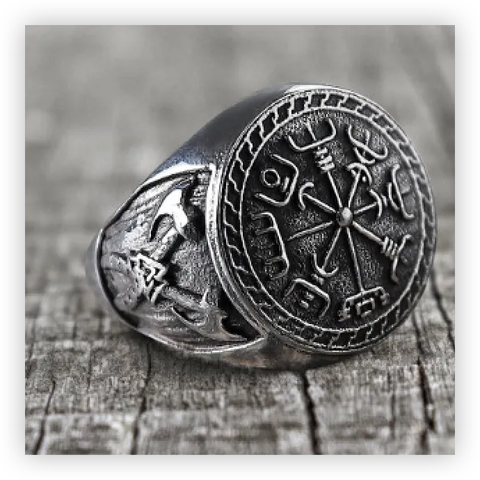 Men’s Viking Double Axe Ring – Norse Totem Design in Stainless Steel, Retro Titanium Steel Jewelry for Wholesale