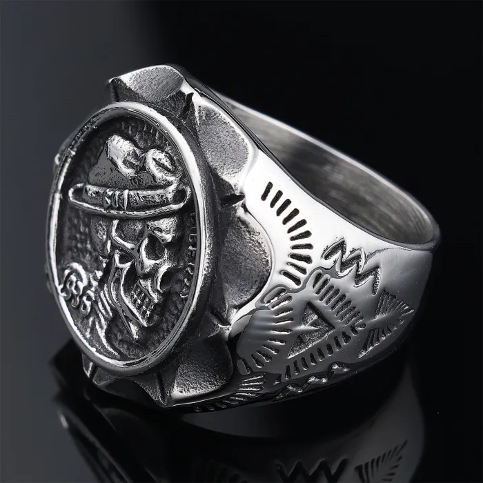 Men’s Punk Skull Ring – Vintage Gothic Style Fashion Jewelry, Bold Stainless Steel Design for Wholesale
