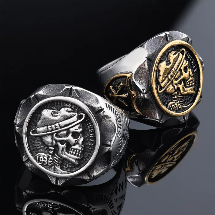 Men’s Punk Skull Ring – Vintage Gothic Style Fashion Jewelry, Bold Stainless Steel Design for Wholesale