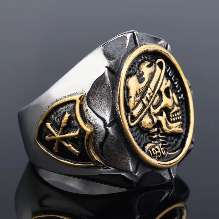 Men’s Punk Skull Ring – Vintage Gothic Style Fashion Jewelry, Bold Stainless Steel Design for Wholesale