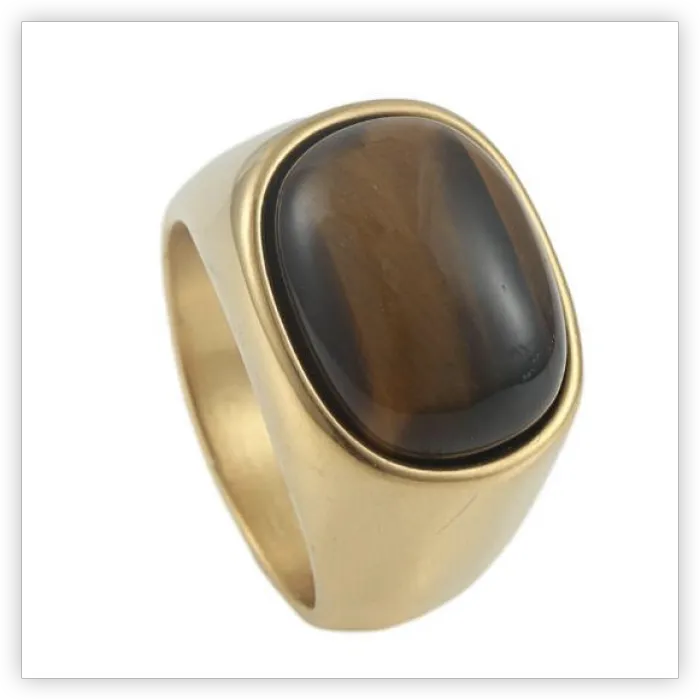 Men’s Tiger Eye Ring – High-End Stainless Steel Minimalist Design with Vintage Touch, Wholesale Jewelry