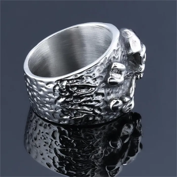 Men’s Punk Skull Ring – Vintage Titanium Steel Gothic Style, Hot-Selling Stainless Steel Jewelry for Wholesale