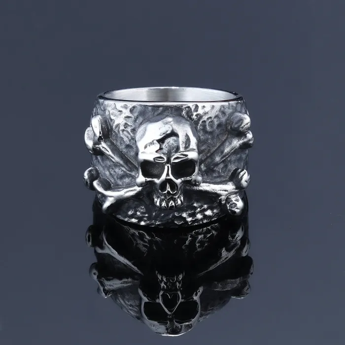 Men’s Punk Skull Ring – Vintage Titanium Steel Gothic Style, Hot-Selling Stainless Steel Jewelry for Wholesale