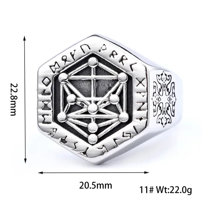 Men’s Viking Astrology Ring – Mysterious Symbol Design in Titanium Steel, Nordic-Inspired Jewelry for Wholesale