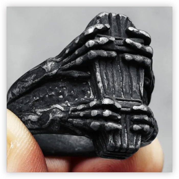 Men’s Coffin Skull Ring – Vintage Handmade Gothic Style in Oxidized Titanium Steel, Wholesale Jewelry
