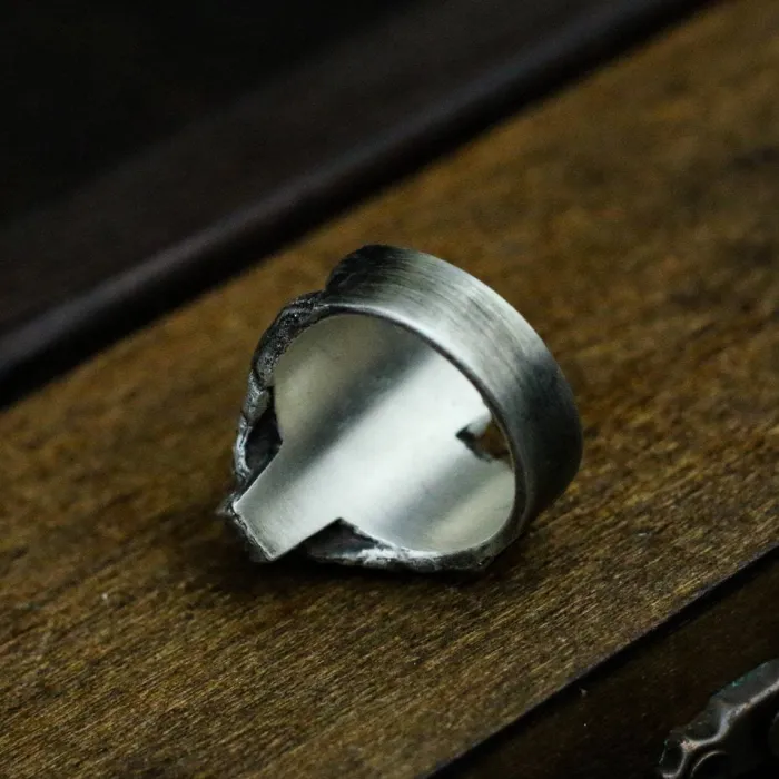 Men’s Coffin Skull Ring – Vintage Handmade Gothic Style in Oxidized Titanium Steel, Wholesale Jewelry
