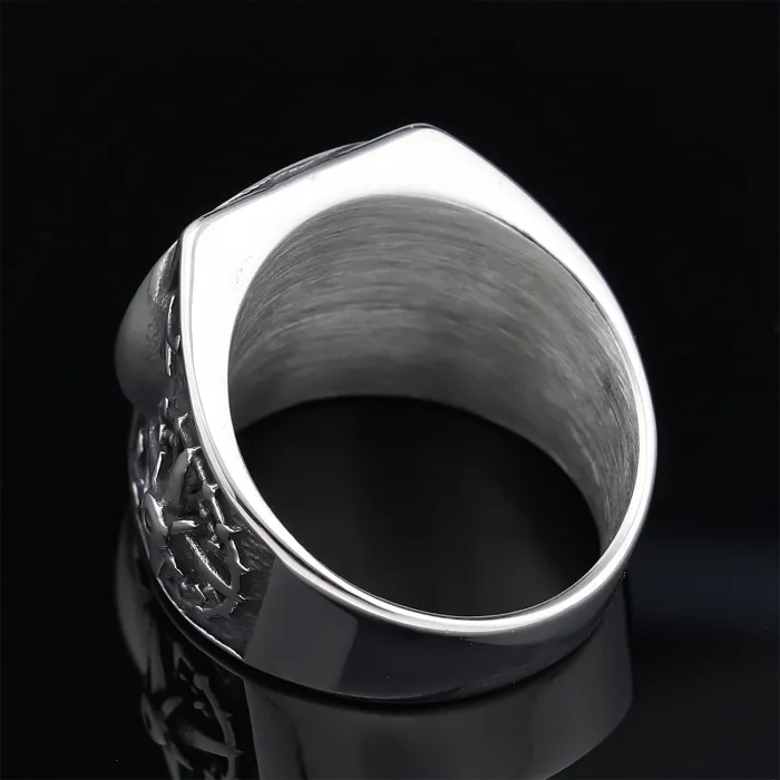 Men’s Viking Compass Ring – Nordic Cross & Nautical Symbol Design in Polished Stainless Steel, Wholesale Jewelry