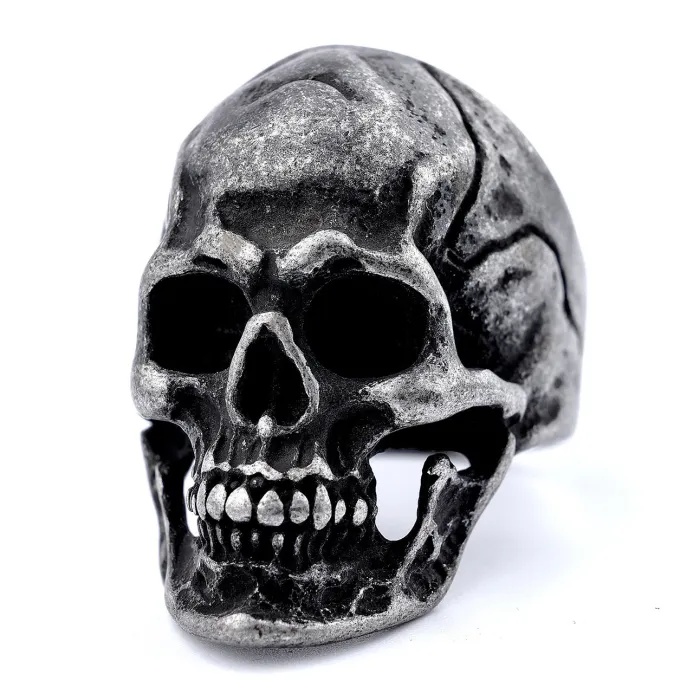 Men’s Biker Skull Ring – Vintage Stainless Steel Gothic Style, Bold Motorcycle Fashion Jewelry for Wholesale