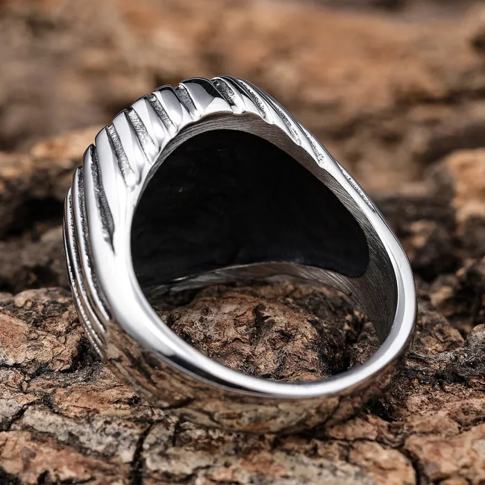 Men’s Geometric Line Ring – Minimalist Round Titanium Steel Design, In-Stock Fashion Jewelry for Wholesale