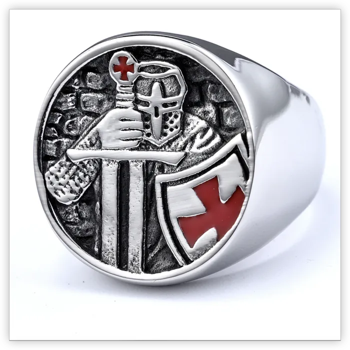 Templar Cross Ring for Men – Titanium Steel Fade-Resistant Design, Bold Gothic Fashion Jewelry for Wholesale