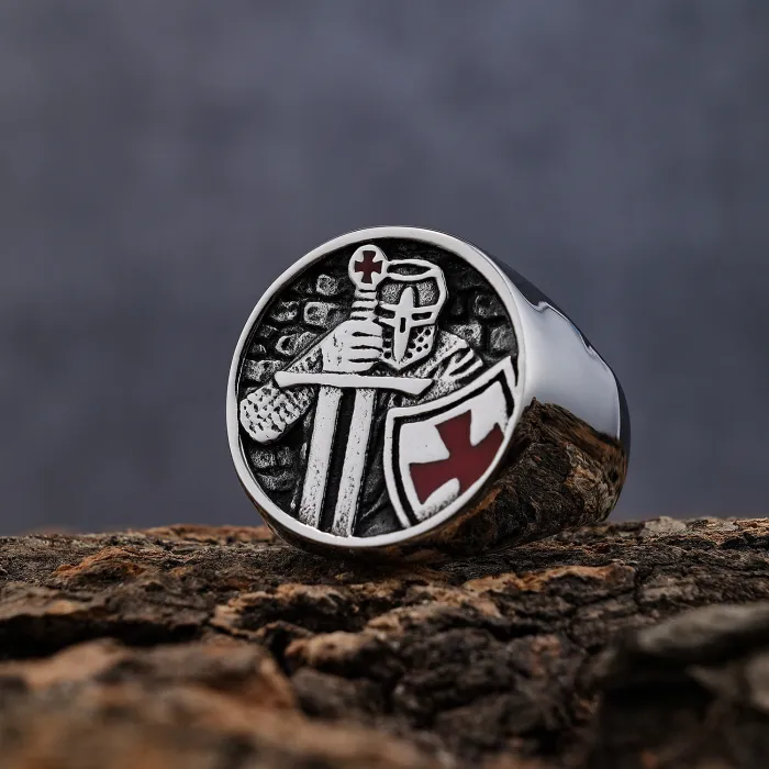 Templar Cross Ring for Men – Titanium Steel Fade-Resistant Design, Bold Gothic Fashion Jewelry for Wholesale