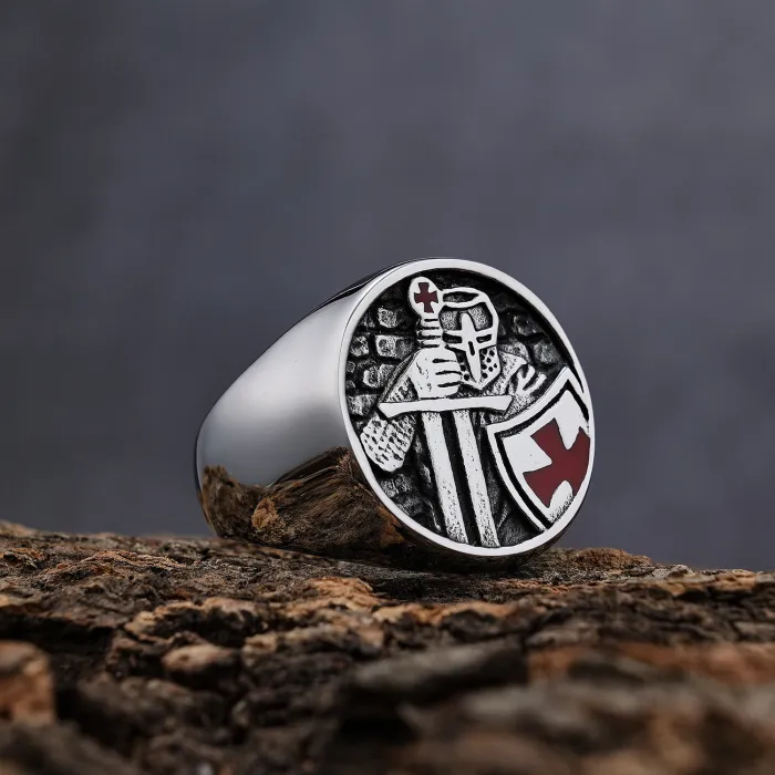 Templar Cross Ring for Men – Titanium Steel Fade-Resistant Design, Bold Gothic Fashion Jewelry for Wholesale