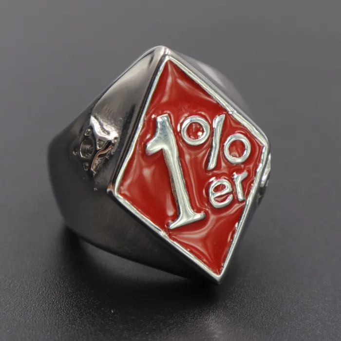 Men’s 1% Outlaw Ring – Totem & Dart Design in Stainless Steel, Street Style Biker Jewelry for Wholesale