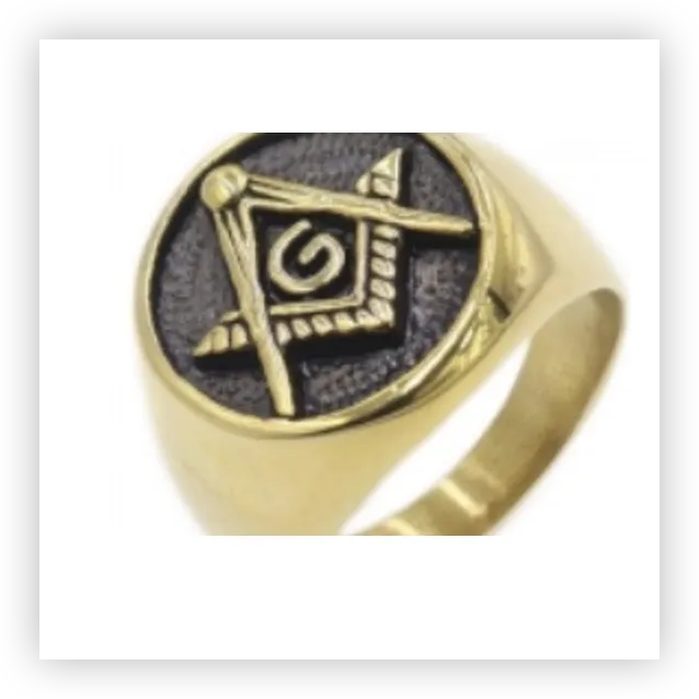 Unisex Masonic AG Initials Ring – Solid Titanium Steel Vintage Style, Minimalist Stainless Steel Jewelry for Wholesale
