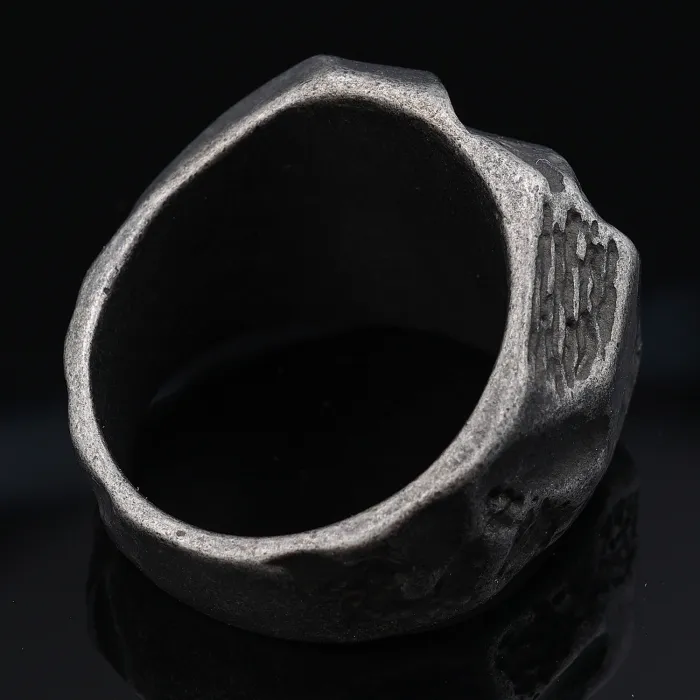 Unisex Raw Stone Ring – Natural Cut Design in Oxidized Stainless Steel, Minimalist Vintage Jewelry for Wholesale