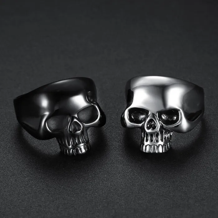 Men’s Punk Skull Ring – High-Polish Stainless Steel Gothic Jewelry, Bold Fashion Accessory for Wholesale