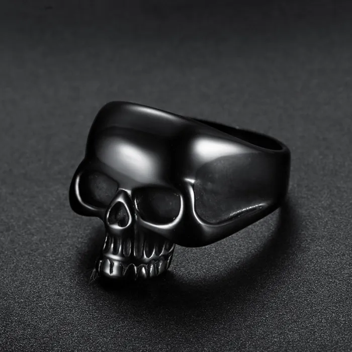 Men’s Punk Skull Ring – High-Polish Stainless Steel Gothic Jewelry, Bold Fashion Accessory for Wholesale