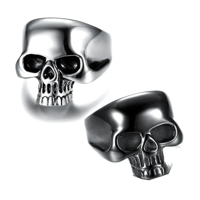 Men’s Punk Skull Ring – High-Polish Stainless Steel Gothic Jewelry, Bold Fashion Accessory for Wholesale