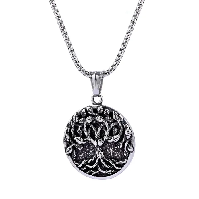 Tree of Life Pendant – Norse Mythology Two-Tone Stainless Steel Necklace, Celtic-Inspired Jewelry for Wholesale