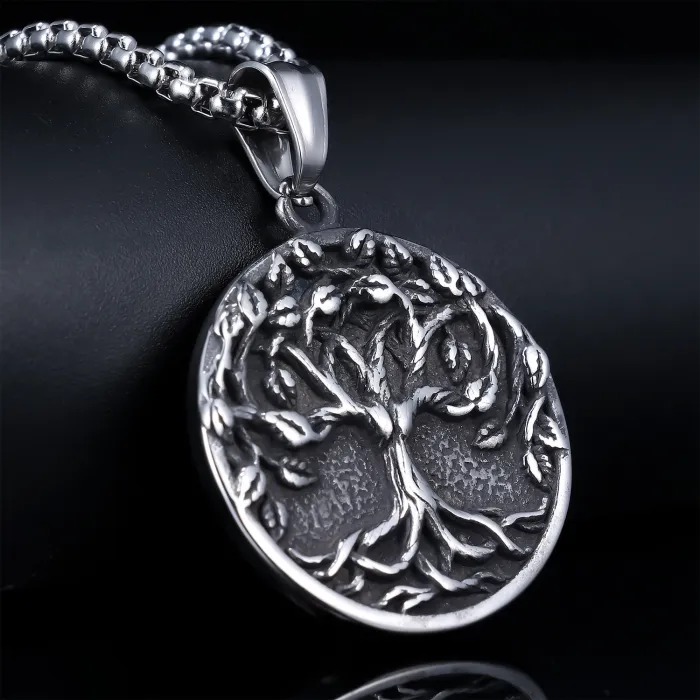 Tree of Life Pendant – Norse Mythology Two-Tone Stainless Steel Necklace, Celtic-Inspired Jewelry for Wholesale